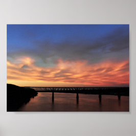 Póster Vista al atardecer con el paseo por el Hudson