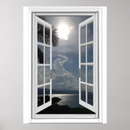 Póster Vista al mar Trompe l'oeil Ventana falsa