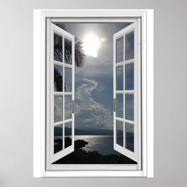 Póster Vista al mar Trompe l'oeil Ventana falsa (Frente)
