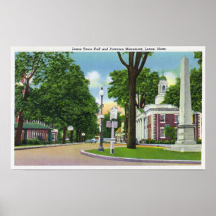 Póster Vista ayuntamiento y del monumento de Paterson