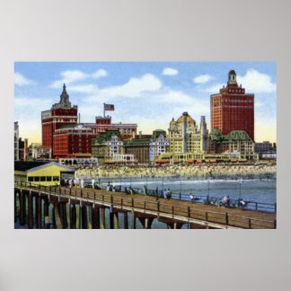 Póster Vista costera de Atlantic City New Jersey