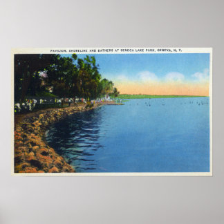 Póster Vista costera del Pabellón del Parque Lago Seneca