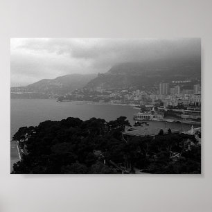 Póster Vista costera vintage de Mónaco Monte Carlo