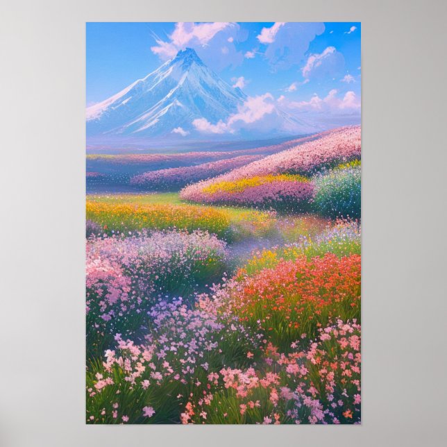 Póster Vista cromático de montaña (Frente)