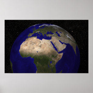 Póster Vista de África, Europa, el Oriente Medio, y