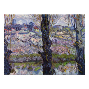 Póster Vista de Arlés jardín en flor de Van Gogh