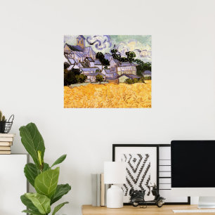 Póster Vista de Auvers con iglesia de Vincent van Gogh