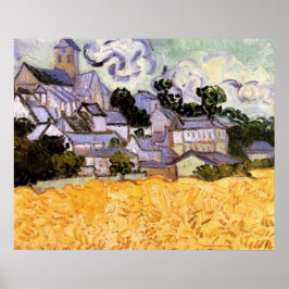 Póster Vista de Auvers con iglesia por Vincent van Gogh
