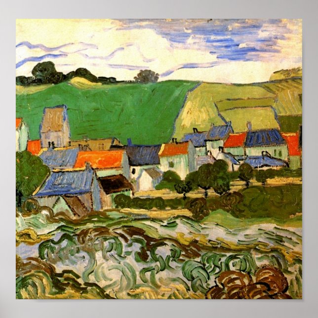 Póster Vista de Auvers (F799) Van Gogh Bella Artes (Frente)