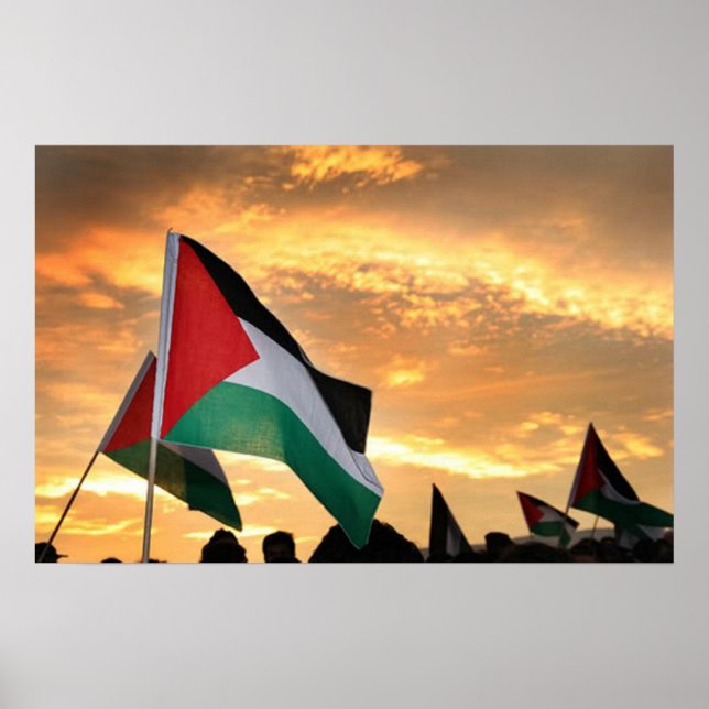 Póster Vista de bandera de Palestina (Frente)