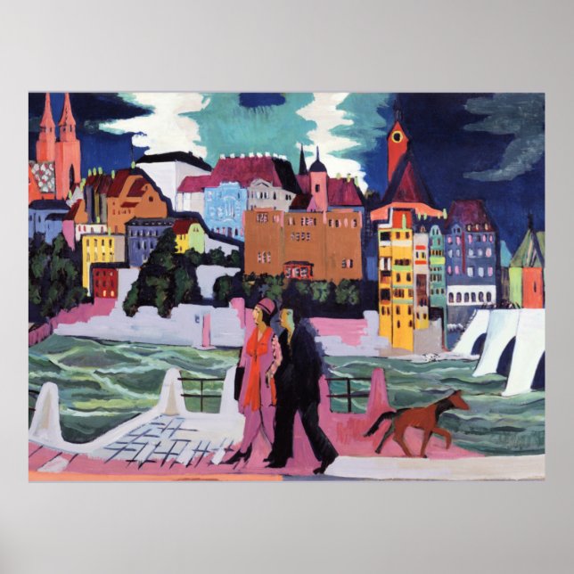 Póster Vista de Basilea y el Rin (Frente)