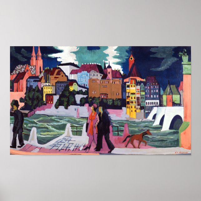 Póster Vista de Basilea y el Rin | Kirchner | (Frente)