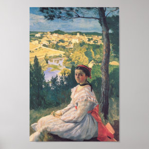 Póster Vista de Bazille Frederic Vintage de la aldea
