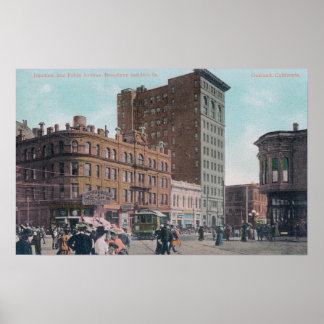 Póster Vista de Broadway, calle 14, San Pablo Ave Junctio
