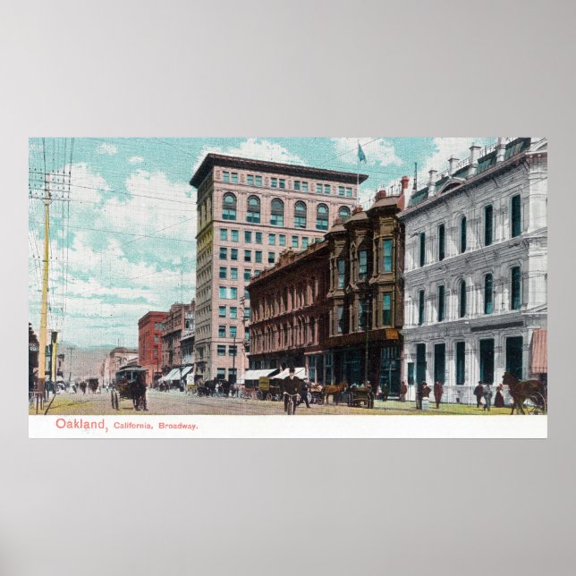 Póster Vista de Broadway Oakland, CA (Frente)