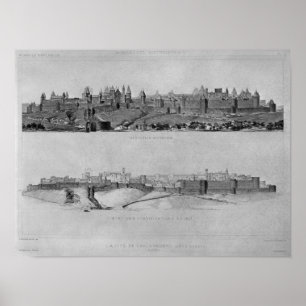 Póster Vista de Carcassonne desde el lado oeste
