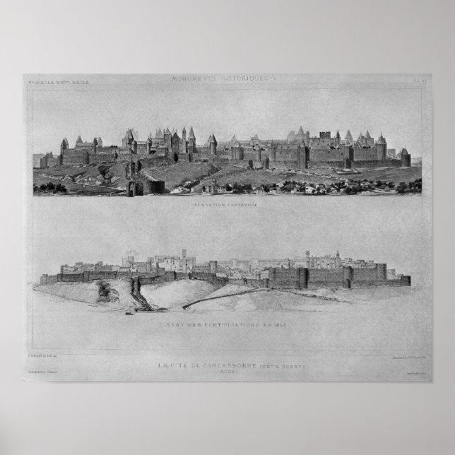 Póster Vista de Carcassonne desde el lado oeste (Frente)