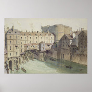 Póster Vista de Chatelet pequeno y del Pont pequeno