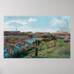 Póster Vista de Chena Slough desde la ciudad