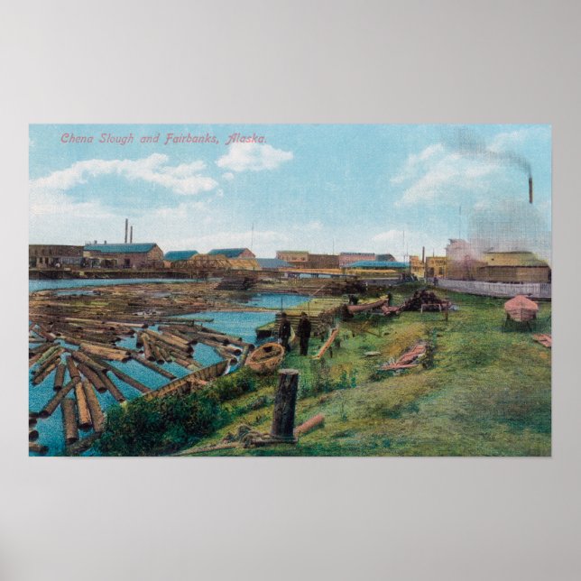 Póster Vista de Chena Slough desde la ciudad (Frente)