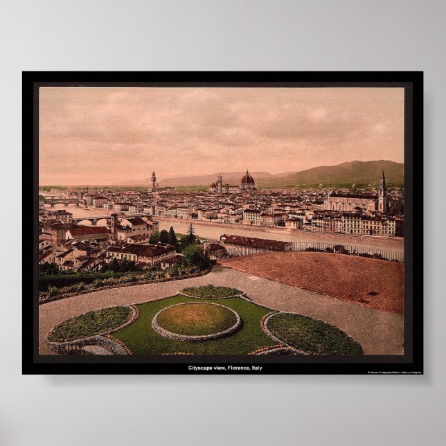 Póster Vista de Cityscape, Florencia, Italia (Frente)