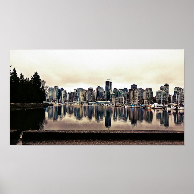 Póster Vista de ciudad de Vancouver (Frente)