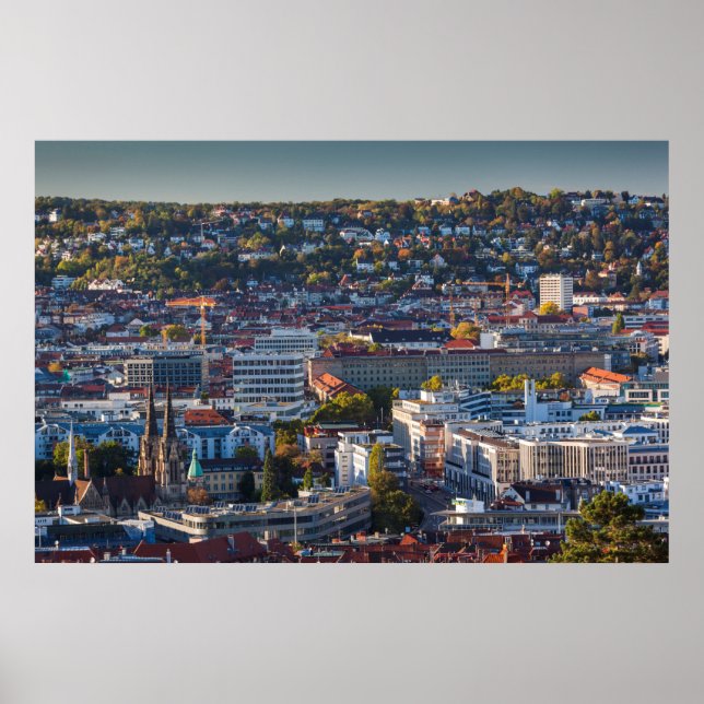 Póster Vista de ciudad elevada de Stuttgart (Frente)