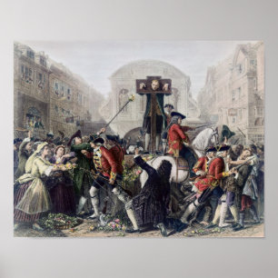 Póster Vista de Daniel Defoe en la picota en Temple Bar