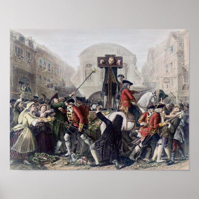 Póster Vista de Daniel Defoe en la picota en Temple Bar (Frente)