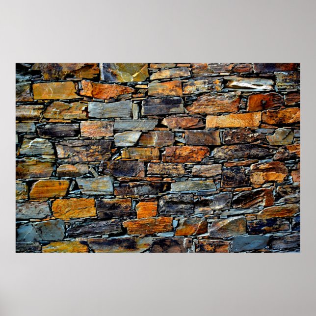 Póster Vista de detalle de una piedra antigua con (Frente)