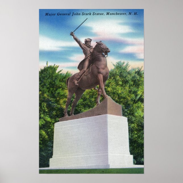 Póster Vista de estatua de Gen John Stark (Frente)