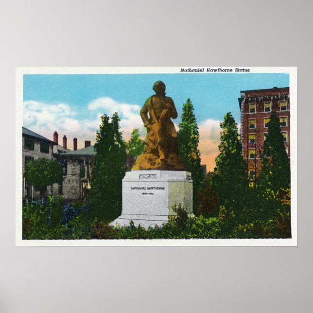 Póster Vista de estatua de Nathaniel Hawthorne (Frente)