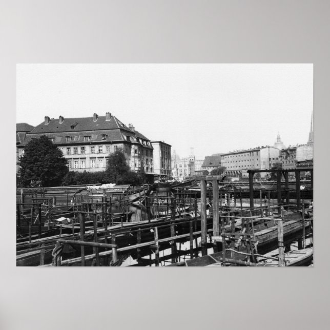 Póster Vista de "Fischerinsel", Berlín, c.1910 (Frente)