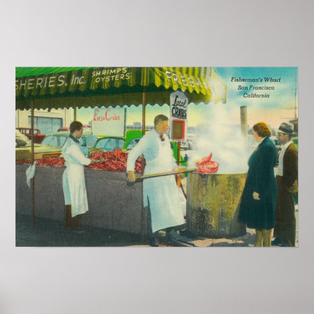 Póster Vista de Fisherman's Wharf, Crabs (Frente)