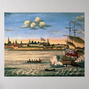 Póster Vista de Fort George, con la ciudad de Nueva York
