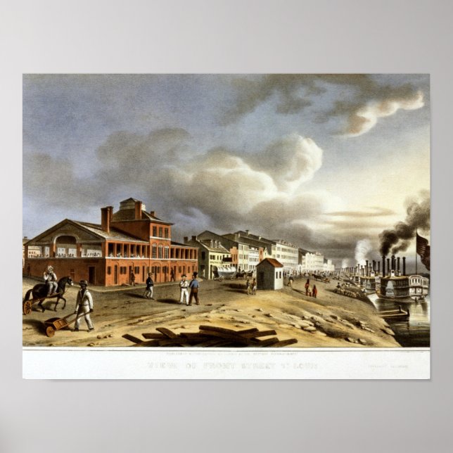 Póster Vista de Front Street, St. Louis. Vintage (Frente)