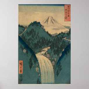 Póster Vista de Fuji san desde las Montañas