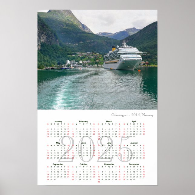 Póster Vista de Geiranger en 2014, Noruega (Frente)