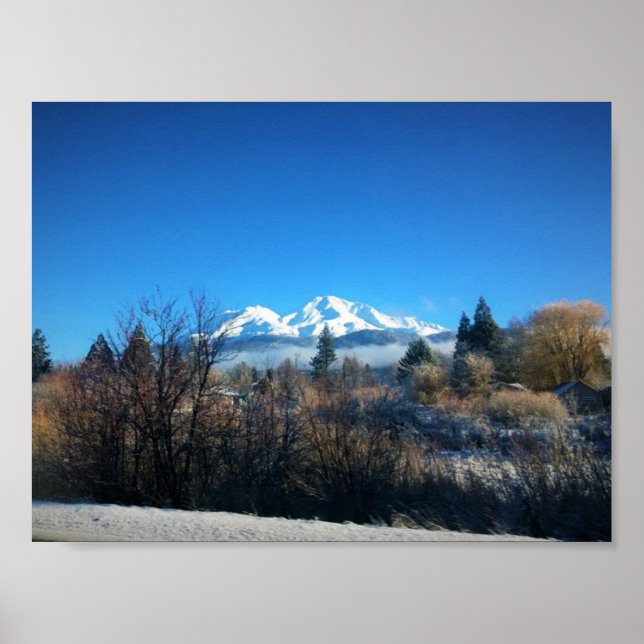 Póster Vista de invierno en el Monte Shasta, CA (Frente)
