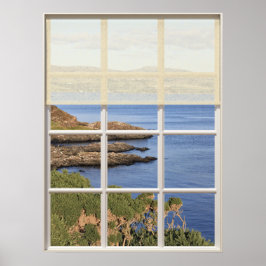 Póster Vista de isla escocesa desde la ventana