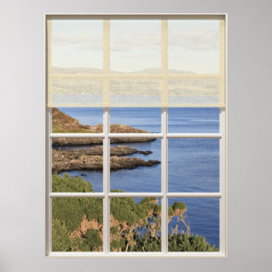 Póster Vista de isla escocesa desde la ventana