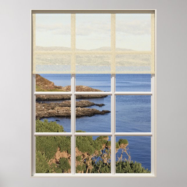 Póster Vista de isla escocesa desde la ventana (Frente)