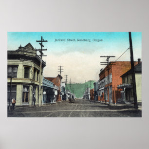 Póster Vista de Jackson StreetRoseburg, O