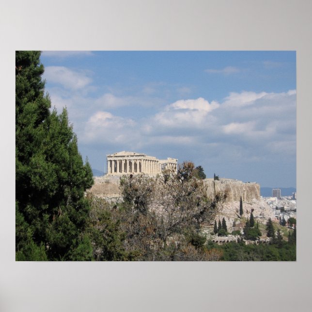 Póster Vista de la Acrópolis desde la colina de Filopappo (Frente)