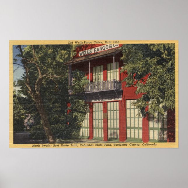 Póster Vista de la antigua oficina de Wells-Fargo (1855) (Frente)