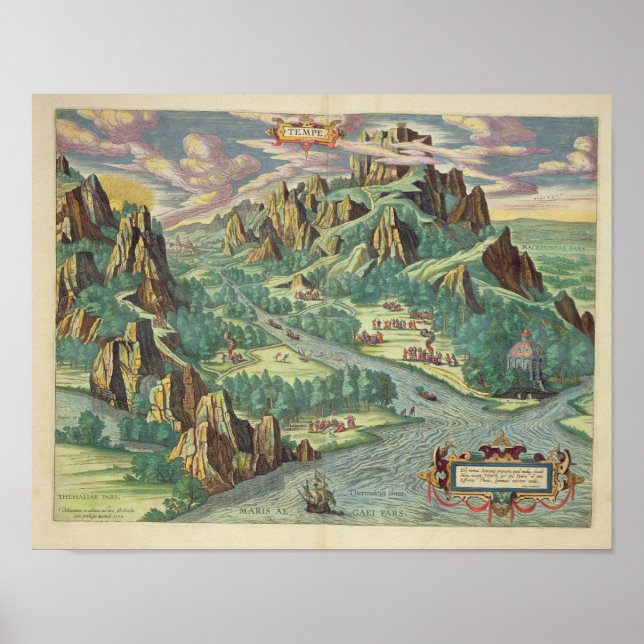 Póster Vista de la antigua Tesalia desde el Atlas (Frente)