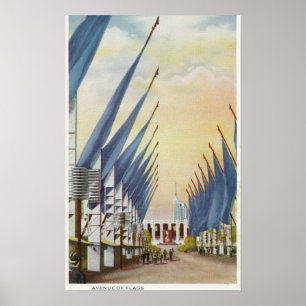 Póster Vista de la avenida de Flags, la feria 1934 de