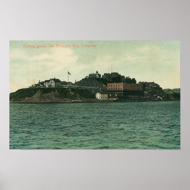 Póster Vista de la bahía de las Islas Alcatraz y la prisi (Frente)