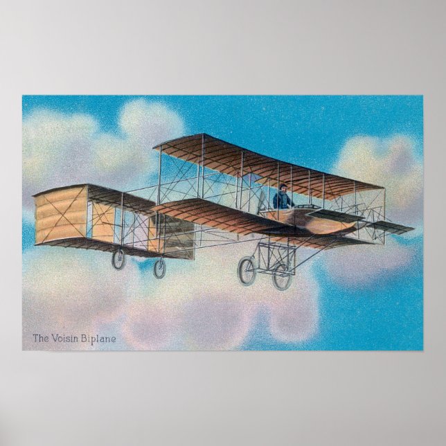 Póster Vista de la Biplane VoisinFrance (Frente)