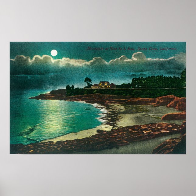 Póster Vista de la calle de l'EauSanta Cruz, CA (Frente)